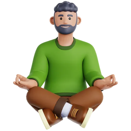 Man Meditation  3D Icon