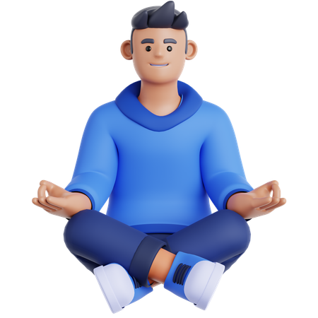 Man Meditation  3D Illustration