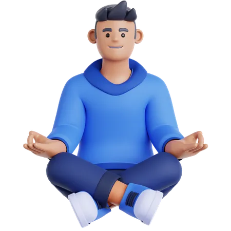 Man Meditation  3D Illustration