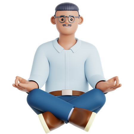 Man Meditation  3D Illustration