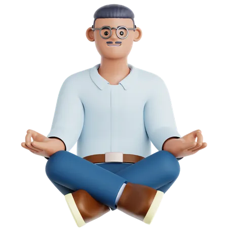 Man Meditation  3D Illustration