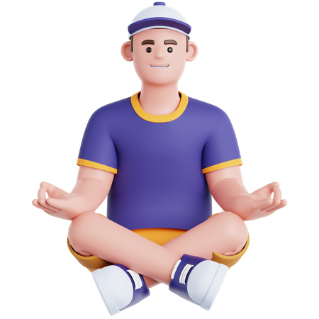 Man Meditation  3D Illustration