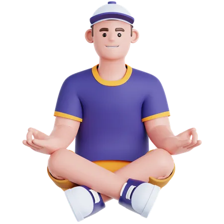 Man Meditation  3D Illustration