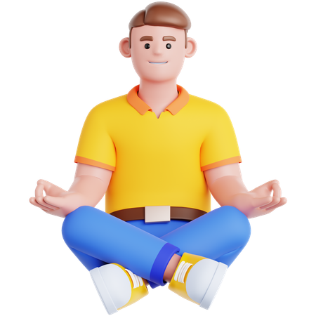 Man Meditation  3D Illustration