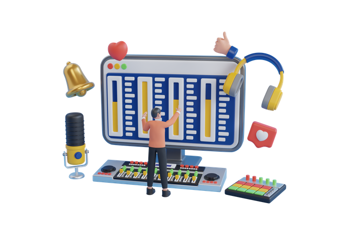 Man Mixing Sound  3D Icon