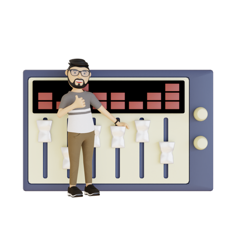 Man Mixing Sound  3D Illustration