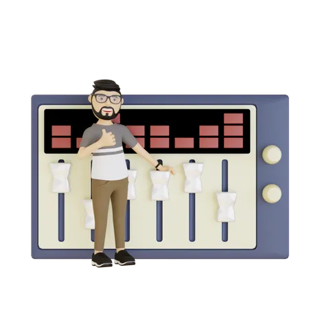 Man Mixing Sound  3D Illustration