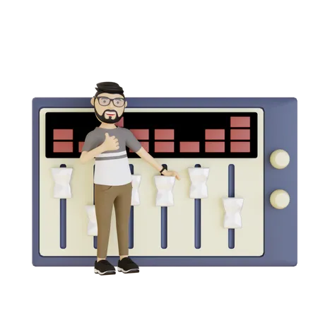 Man Mixing Sound 3D Illustration