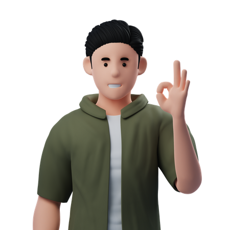 Man Ok Gesture  3D Illustration