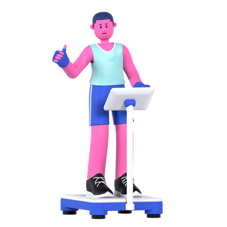Man on Weight Scale  3D Illustration