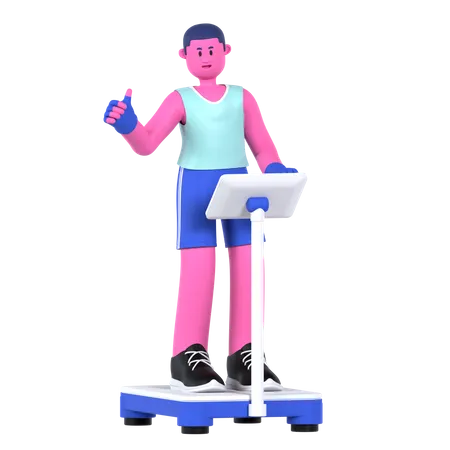 Man on Weight Scale  3D Illustration