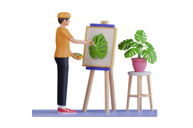 Man Painting  3D Icon
