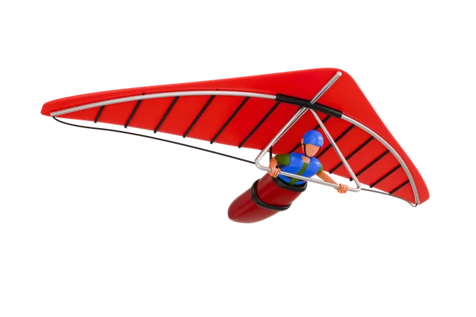 Hang Gliding 3 D Illustration Man Paragliding 3 D Illustration 3D Illustration