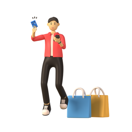 Man Paying Via Card  3D Illustration