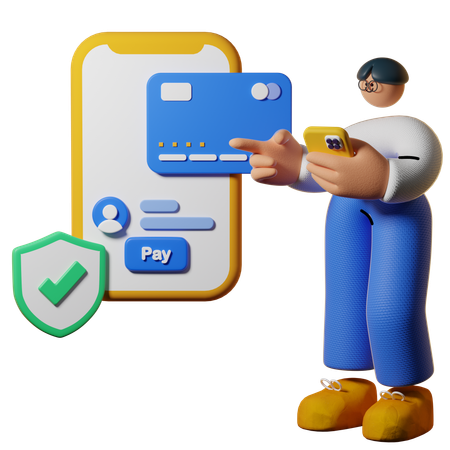 Man Paying via Secure Card Payment  3D Illustration