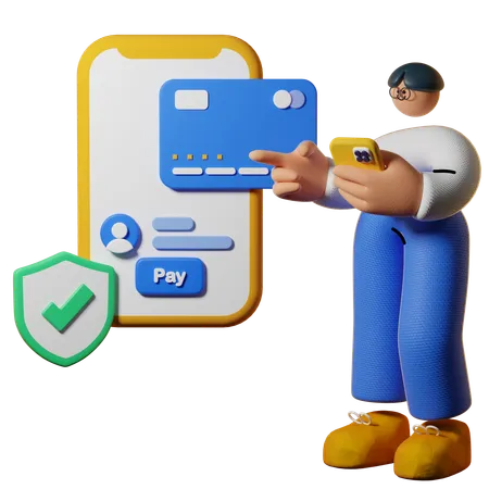 Man Paying via Secure Card Payment  3D Illustration