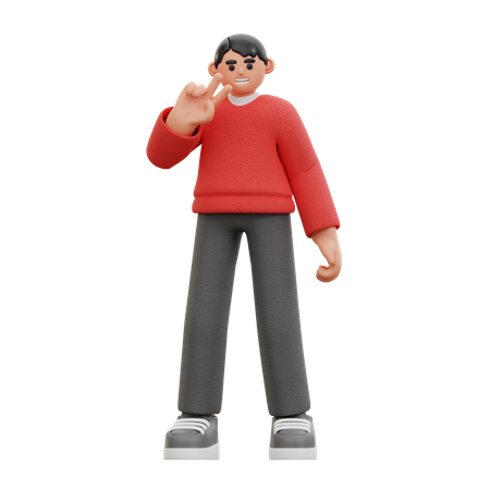 Man peace pose  3D Icon