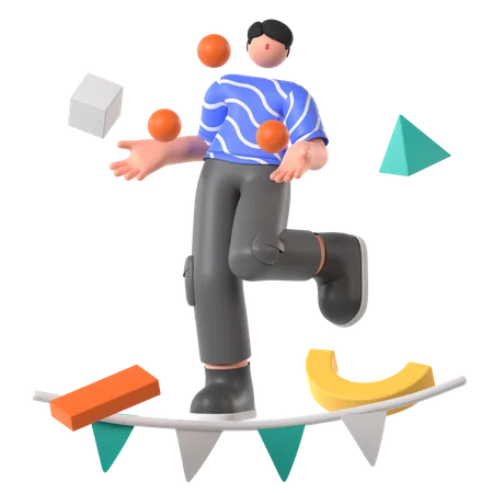 Man performing Acrobatics  3D Illustration