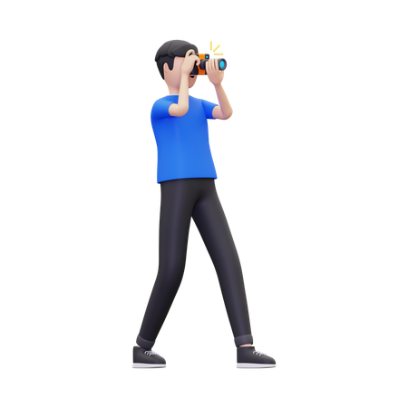 Man photographer is taking pictures of something  3D Icon
