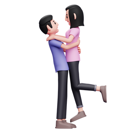 Man picking up and hugging his girlfriend  3D Icon