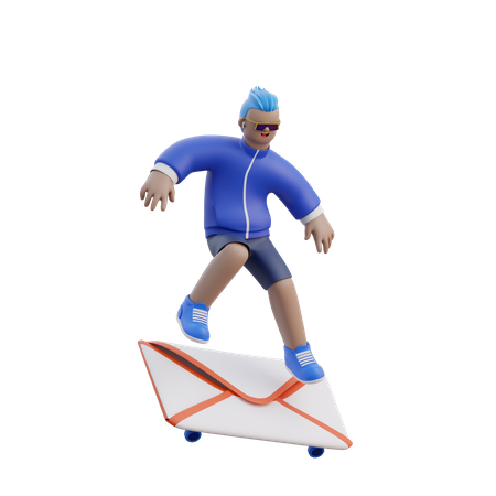 Man Playing a Skateboard  3D Icon