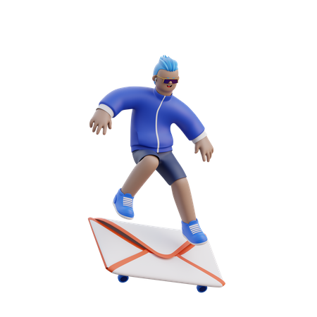 Man Playing a Skateboard 3D Illustration