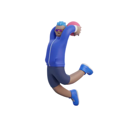 Man Playing Basketball  3D Illustration