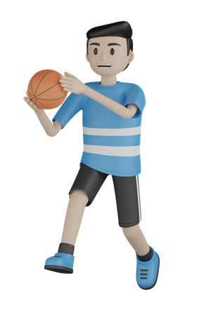 Man Playing Basketball 3D Illustration