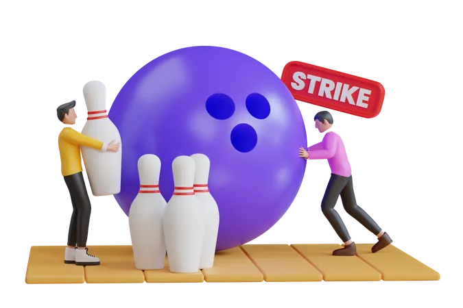 Man Playing Bowling  3D Illustration