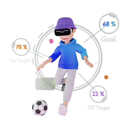 Man playing football in metaverse  3D Icon