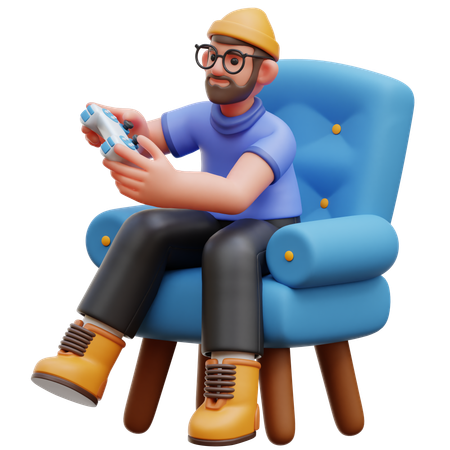 Man Playing Game  3D Icon