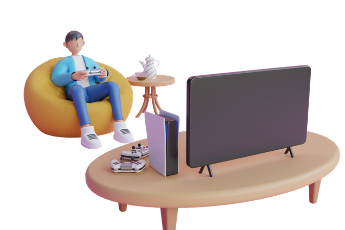 Man playing game  3D Illustration