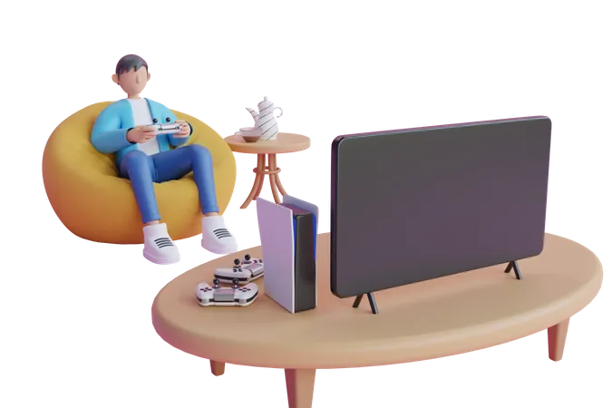 Man playing game  3D Illustration