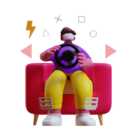 Man playing game in metaverse  3D Illustration