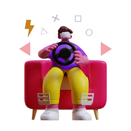 Man playing game in metaverse  3D Illustration