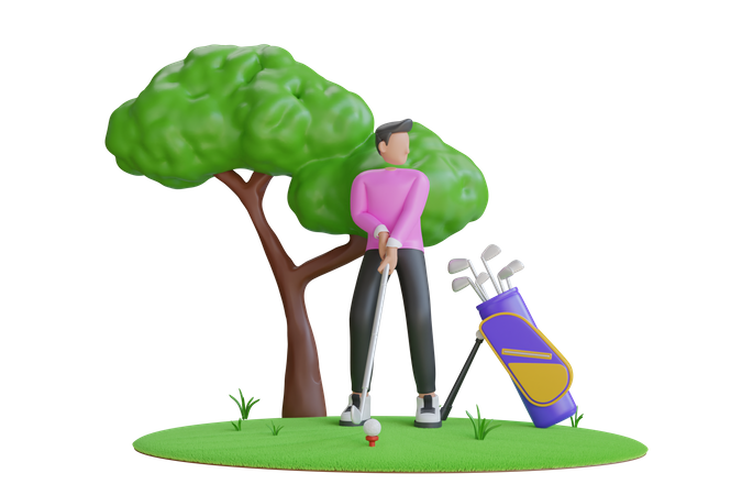 Man Playing Golf  3D Icon