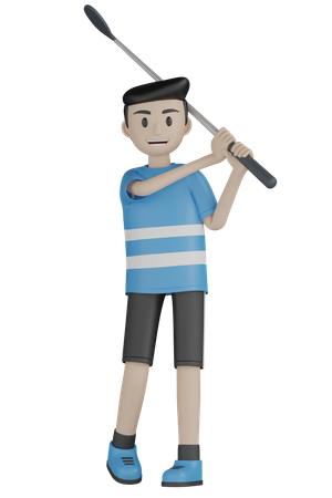 Man Playing Golf  3D Illustration