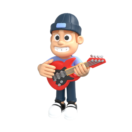 Man playing guitar  3D Icon
