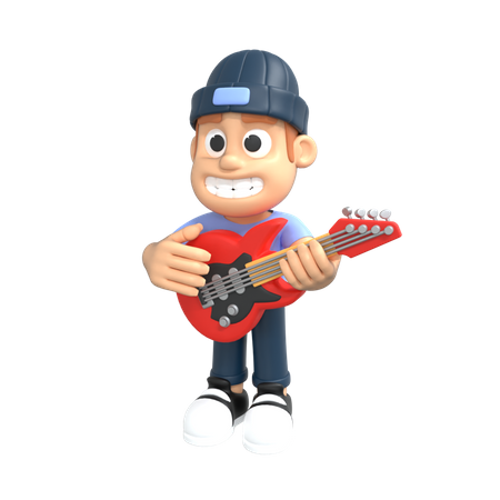 Man playing guitar  3D Illustration