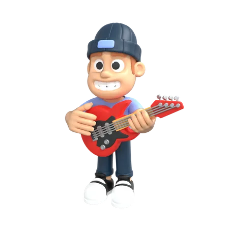 Man playing guitar  3D Illustration