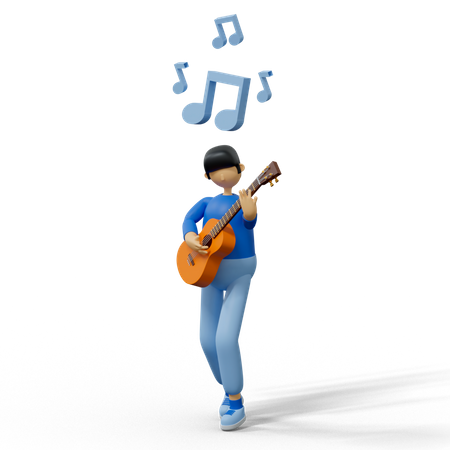 Man playing guitar  3D Illustration