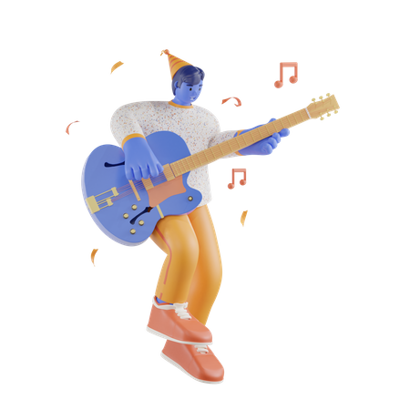 Man Playing Guitar  3D Illustration