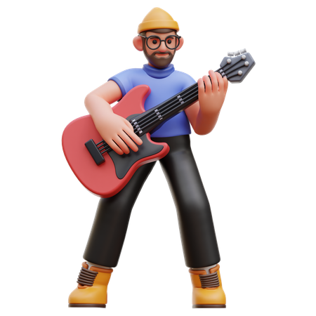 Man Playing Guitar  3D Illustration