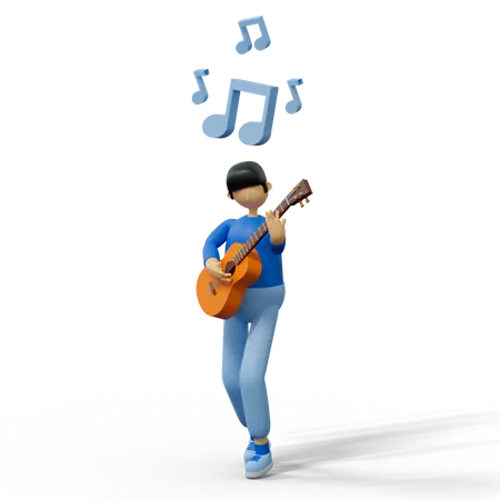 Man playing guitar 3D Illustration