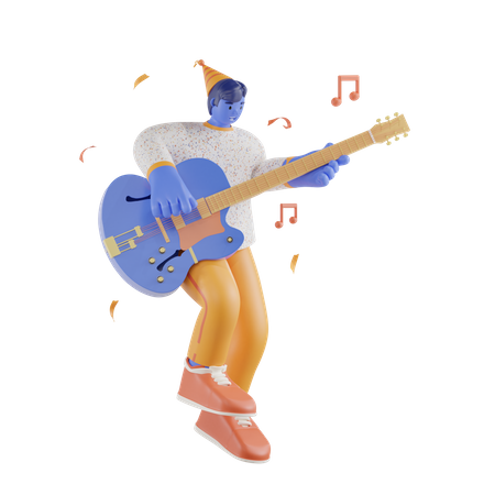 Man Playing Guitar  3D Illustration