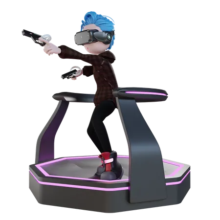 Man playing gun game in Virtual reality  3D Icon