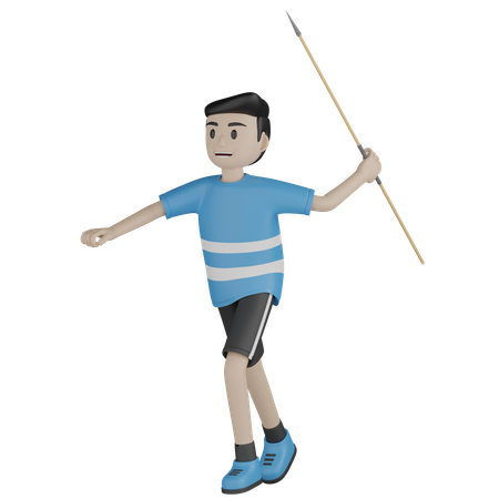 Man Playing Javelin Throw  3D Illustration