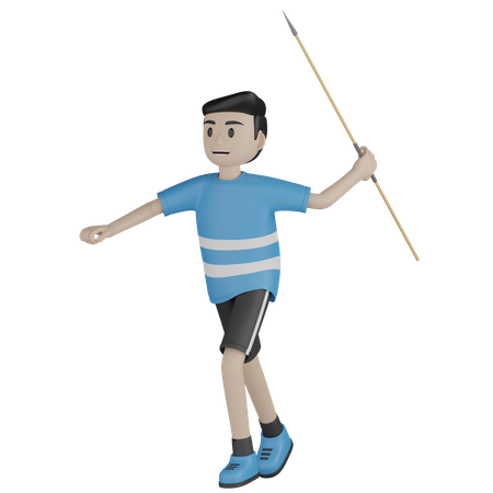 Man Playing Javelin Throw 3D Illustration