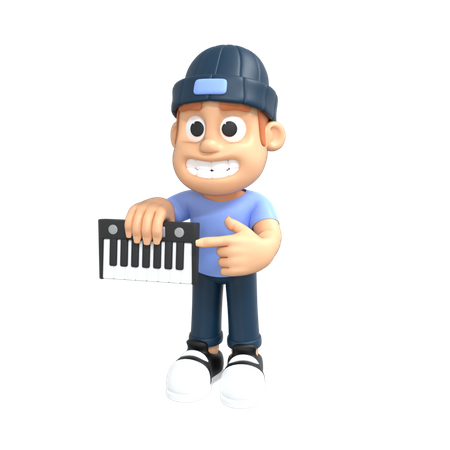 Man playing keyboard  3D Illustration