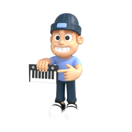 Man playing keyboard  3D Illustration